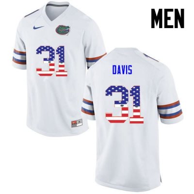 Men's Florida Gators #31 Shawn Davis NCAA Nike White USA Flag Fashion Authentic Stitched College Football Jersey RJA1262PX